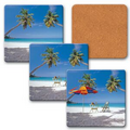 4" Square Coaster w/ 3D Lenticular Images of a Tropical Beach (Blank)